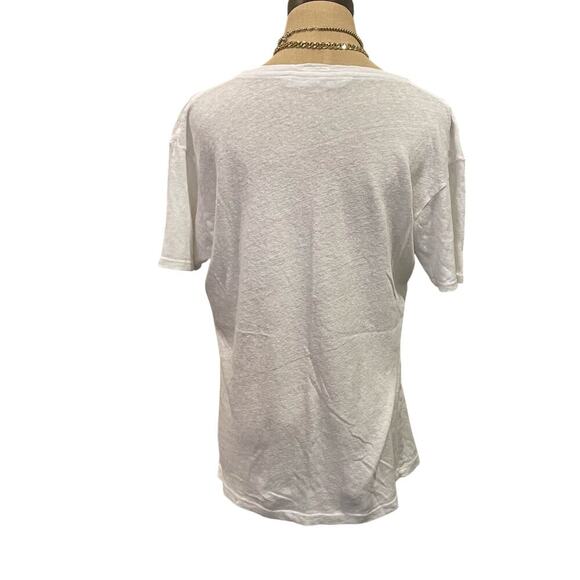MOTHER White Rowdy Scoop Neck Cotton/Linen Tee T-Shirt Women's size XS - Picture 5 of 10